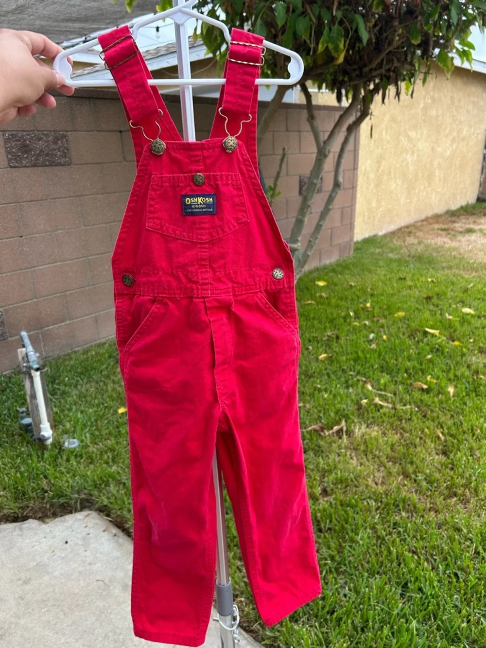 Vintage OshKosh B'gosh Bright Red Canvas  Kids Overalls